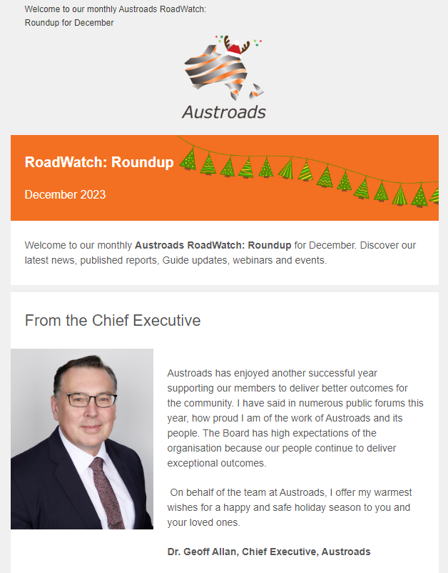 Austroads RoadWatch Roundup newsletter thumbnail