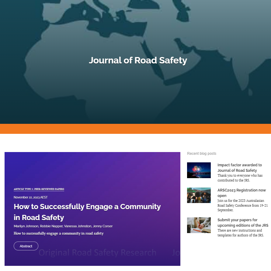 Journal of road safety thumbnail